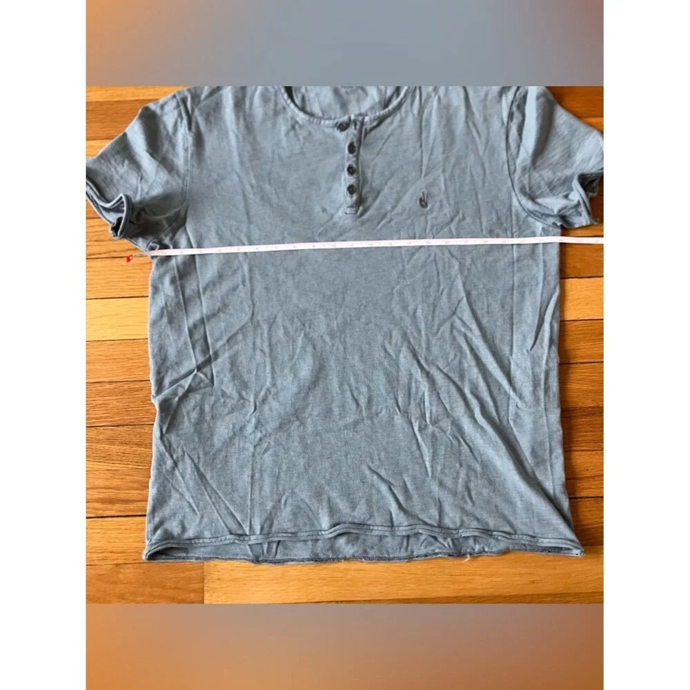 John Varvatos Grey Quincy Slub Cotton Summer Short Sleeve Henley Shirt Large